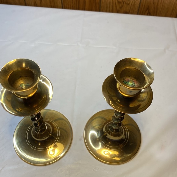 Vintage Brass Twisted Stem Candlestick Holders - Picture 5 of 6